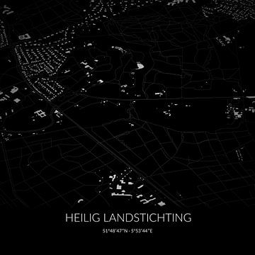 Schwarz-weiße Karte von Heilig Landstichting, Gelderland. von Rezona