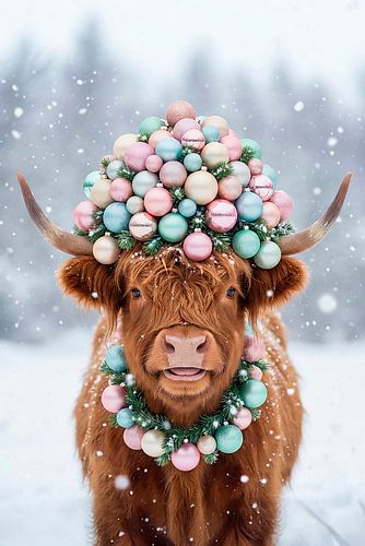 Schotse Hooglander met kerst...