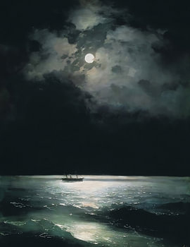 Mond über unruhigem Wasser