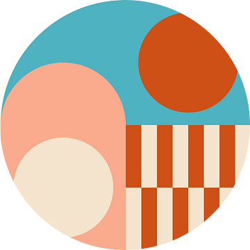 Retro geometrie in roze, oranje, blauw en wit van Dina Dankers