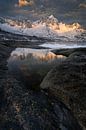 First sunlight on the beautiful mountains of Senja in Norway. by Jos Pannekoek thumbnail