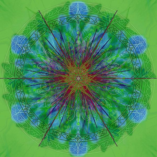 Kaleidoscope, green and blue by Rietje Bulthuis