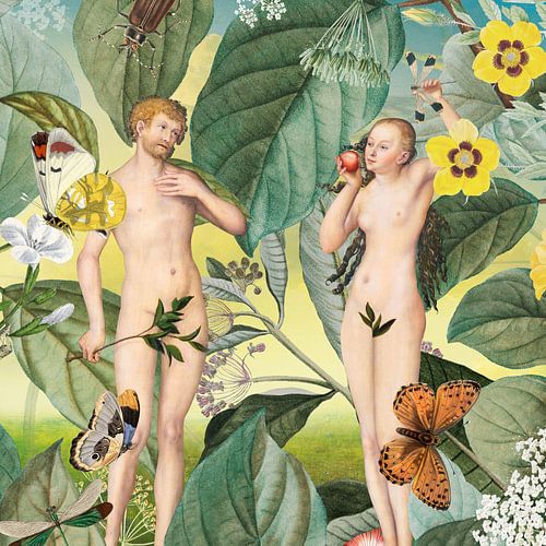 Adam and Eve in Botanical Garden sur Marja van den Hurk