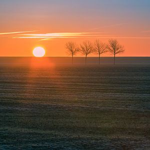 Zonsopgang in het noorden van Groningen, Nederland van Henk Meijer Photography