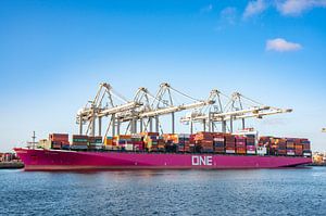 Containerschip One Hanoi in de haven van Rotterdam van Sjoerd van der Wal Fotografie