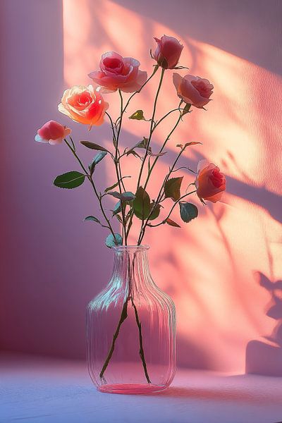 Roze rozenboeket van Studio BB