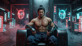 Cyberpunk-Samurai in Japan von my pixel art