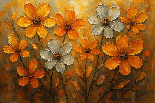 Tableau de fleurs abstrait
