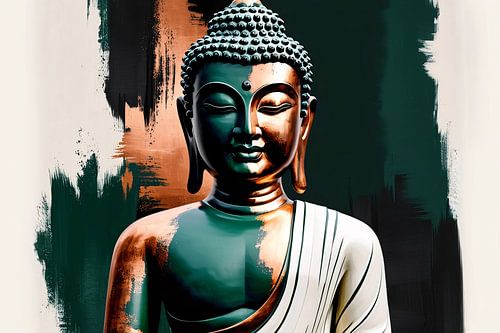 Moderne boeddha met kopertinten