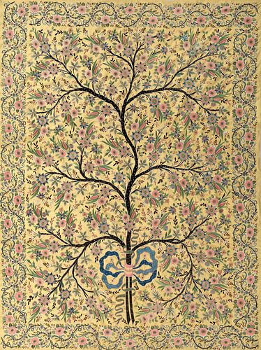 Zijden hangertje met geborduurde levensboom (1800)