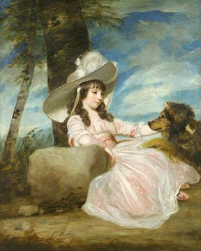 Portret van Miss Anna Ward met haar hond, Joshua Reynolds