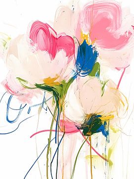 Moderne abstracte roze bloemen van Olga Wildrose