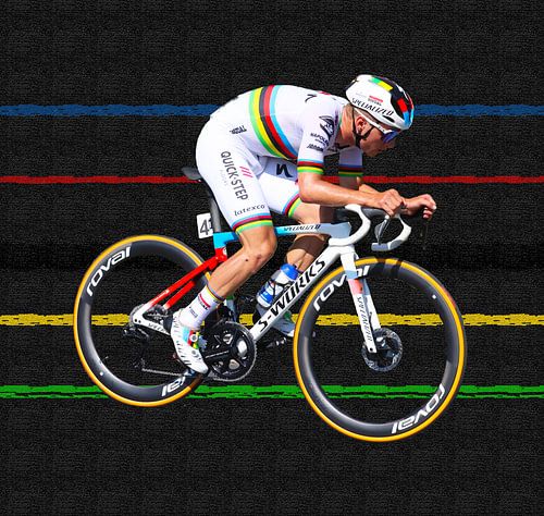 Remco Evenepoel in weißen Rennhosen zum Titel