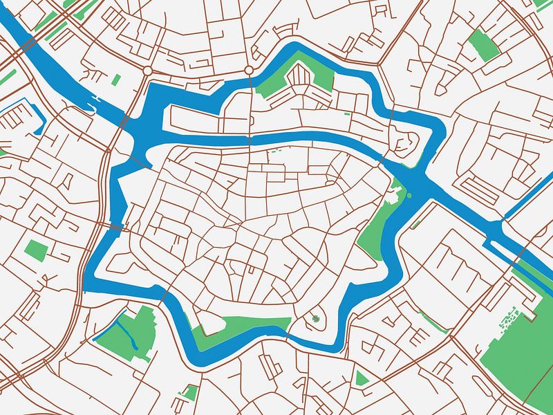 Map of Zwolle Centrum in the style Urban Ivory by De Kaartenwinkel