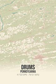 Carte ancienne de Drums (Pennsylvanie), USA. sur Affiches de lieux