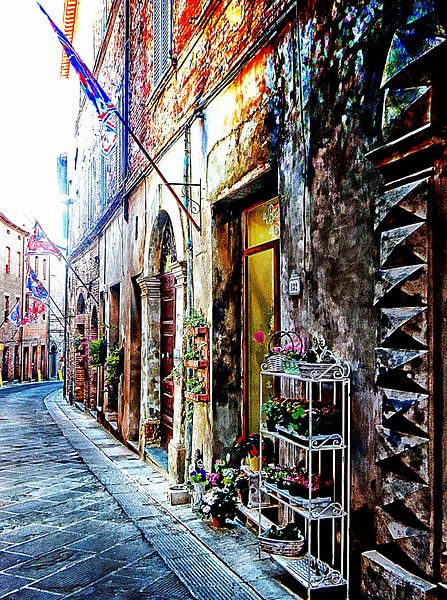 Rue bordée de drapeaux Citta della Pieve par Dorothy Berry-Lound