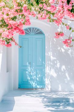 Porte bleue Fleurs sur Poster Art Shop