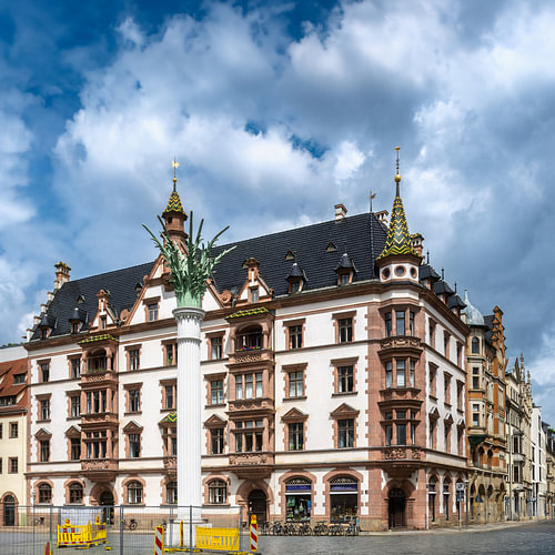 St Nicholas Churchyard in Leipzig, with its historic architecture