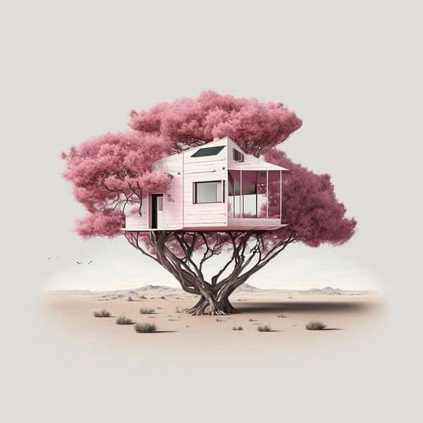 tree house landscape surreal desert colourful tree bushes by gm_designs