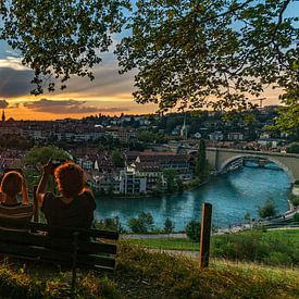 View over Bern and river Aare during sunset by Arjan Schalken