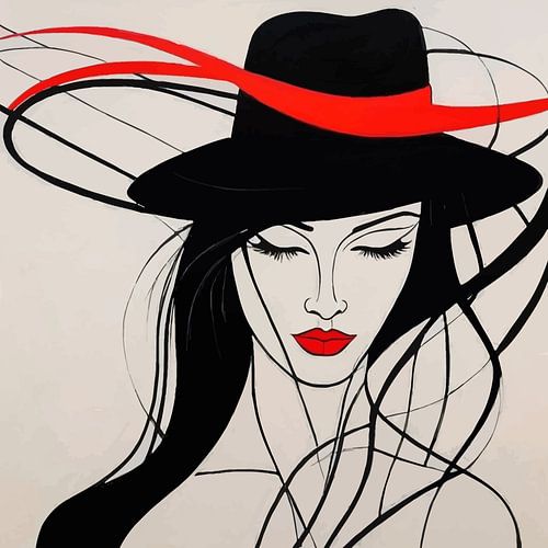 Minimalistisch schilderij van vrouw