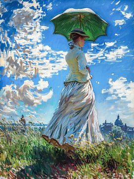 Vrouw met parasol van Max Steinwald