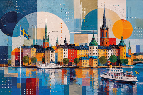 Een kubistisch schilderij van Stockholm, Zweden – Een prachtige stad in Europa.