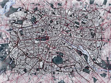Kaart van Berlijn in de stijl 'White Winter' van Maporia