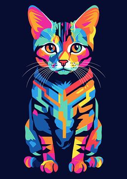 Chat Animal WPAP Pop Art sur Qreative