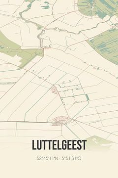 Carte ancienne de Luttelgeest (Flevoland) sur Rezona