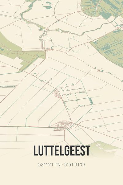 Vintage map of Luttelgeest (Flevoland) by Prints of Place