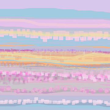 Geometrisch landschap met rechthoeken en cirkels 11 van Claudia Gründler