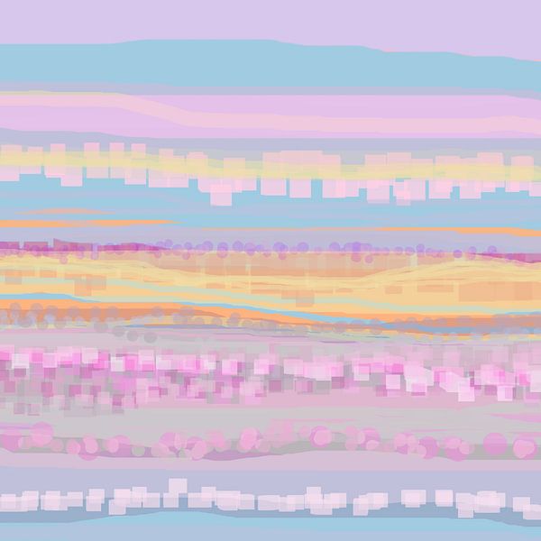 Geometrisch landschap met rechthoeken en cirkels 11 van Claudia Gründler