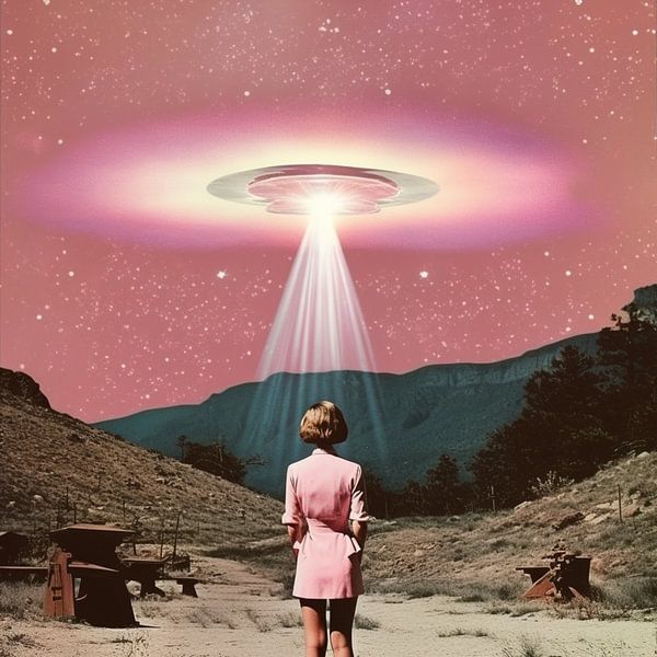 A Woman Standing Beneath a UFO by Samantha Hearn