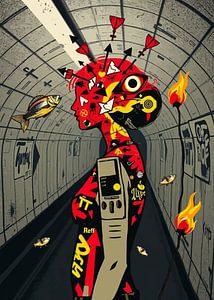 Abstrakte Figur im U-Bahn-Tunnel