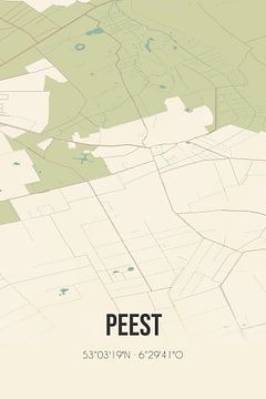 Vintage landkaart van Peest (Drenthe) van Rezona