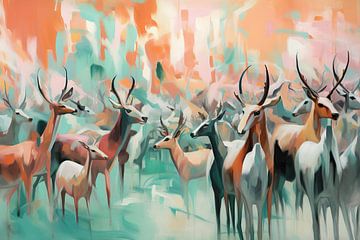 Antelopes Studying | Moderne Kunst van Blikvanger Schilderijen