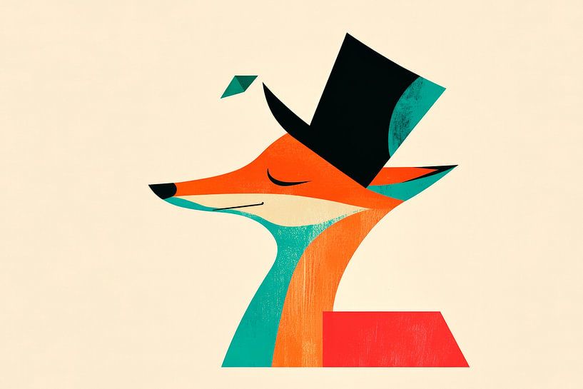 Elégant renard en haut-de-forme Mascarade colorée de la vie par Poster Art Shop