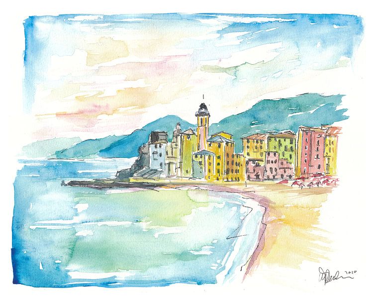 Camogli beach with historic Italian city centre by Markus Bleichner