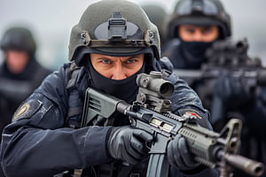 Ein Sondereinsatzkommando ist während eines Verbrechens im Einsatz