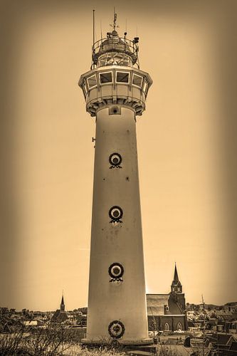 Egmond aan Zee Strand Vuurtoren Sepia
