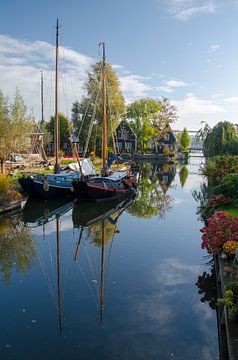 Two sailing ships in Edam by Jack Koning