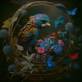 Bird in a nest by Nicolette Vermeulen