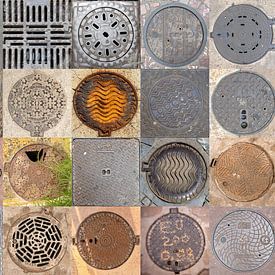 Collage of manhole covers by Carin du Burck