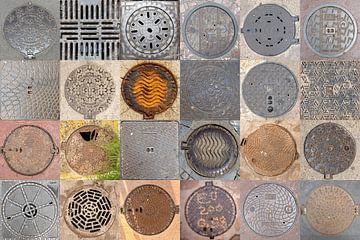 Collage of manhole covers by Carin du Burck