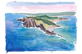 Leuchtturm von Byron Bay mit Blick auf Klippen und Meereswellen von Markus Bleichner