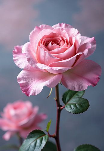 Rose rose sur fond flou