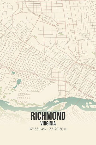 Vintage map of Richmond (Virginia), USA. by Prints of Place