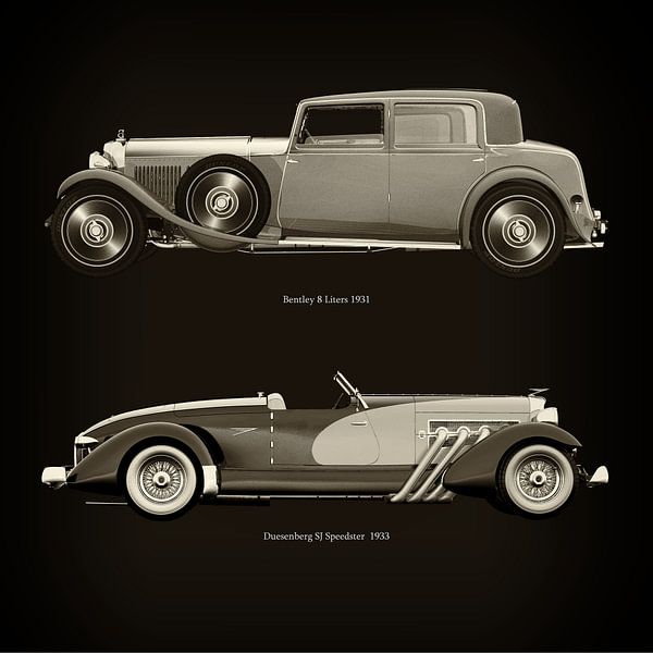 Bentley 8 Liters 1931 en Duesenberg SJ Speedster 1933 van Jan Keteleer