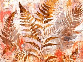 Golden-brown fern fronds against a light, abstract background by Studio Pieternel